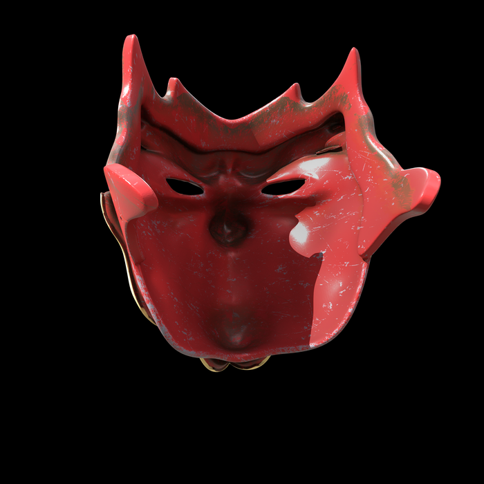 Red Hood Samurai Oni Mask STL