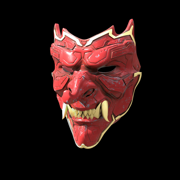 Red Hood Samurai Oni Mask STL