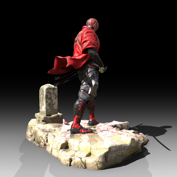 Red Hood Samurai Figure STL
