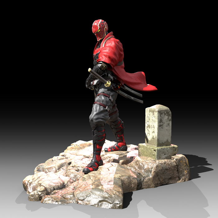Red Hood Samurai Figure STL